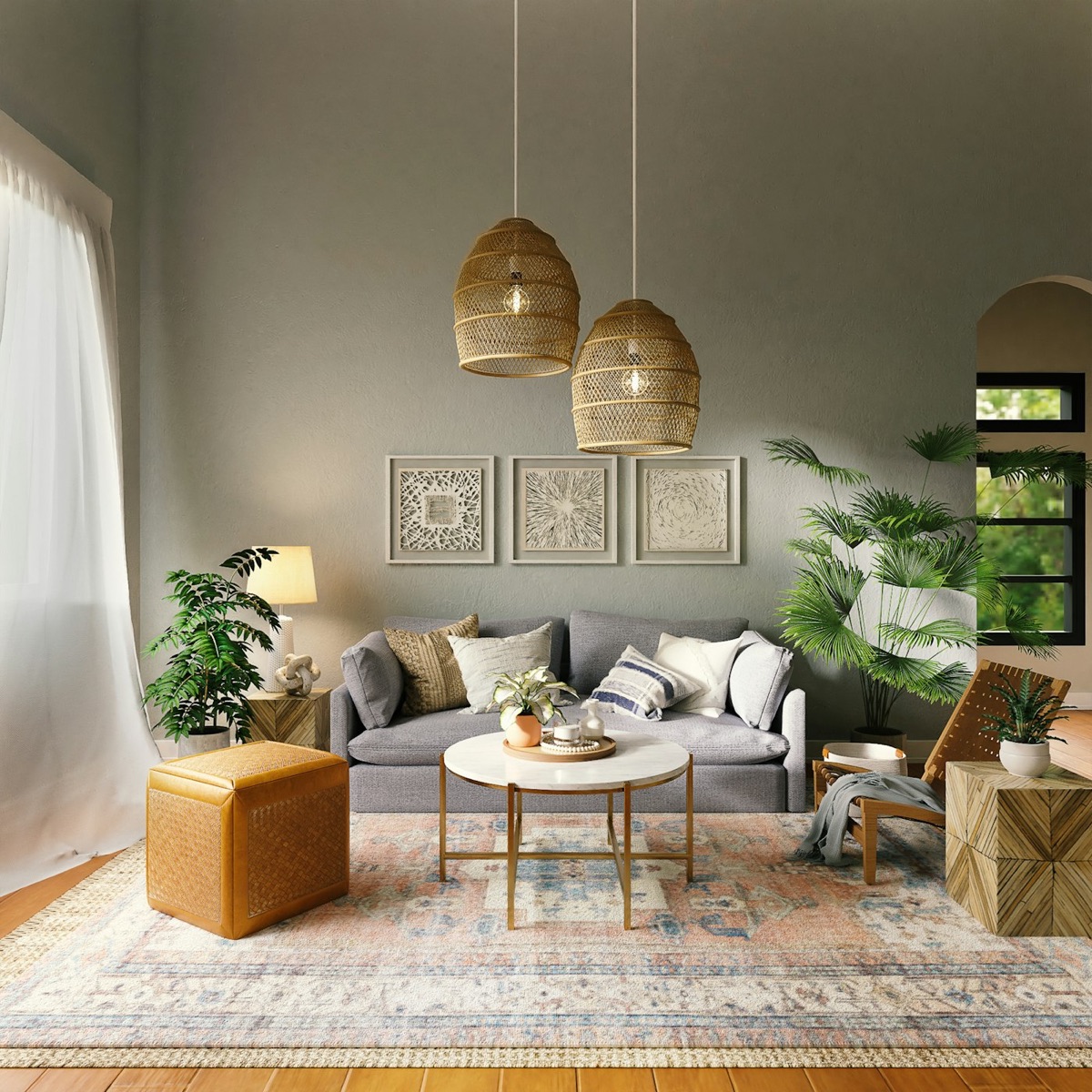 Warm, softly styled living room in a JoyHomes managed property